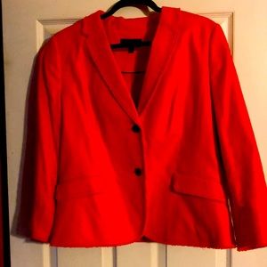 Talbots size 16 coral blazer with fringe detail.
